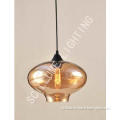 1-light amber glass cloche filament pendant chandeliers #2074